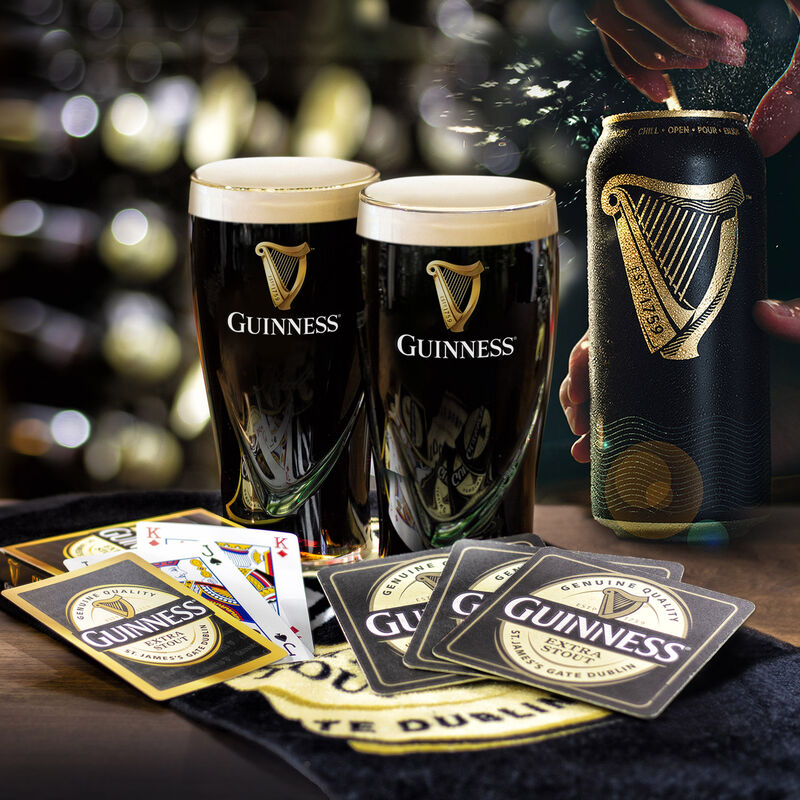 Guinness Home Bar Pack With Mats, Glasses, Towel & Cards